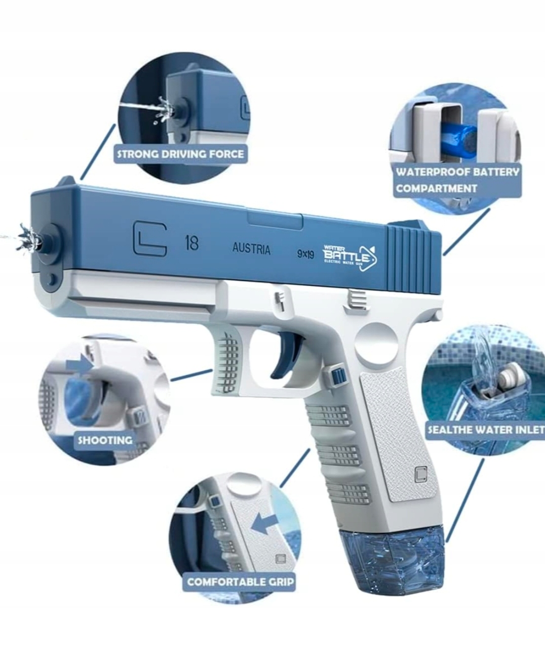 GLOCK AUTOMATYCZNY PISTOLET NA WODĘ AKUMULATOR Marka Glock