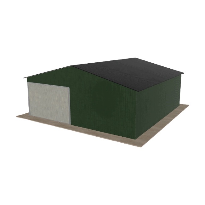Plechová garáž 6.5x6.5 m jednopolohová, dvouspádová, zelená