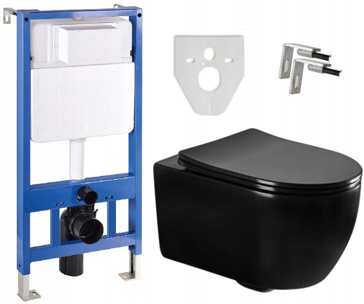 MEXEN STELAŻ WC MISKA CARMEN CZARNA MAT DESKA SLIM