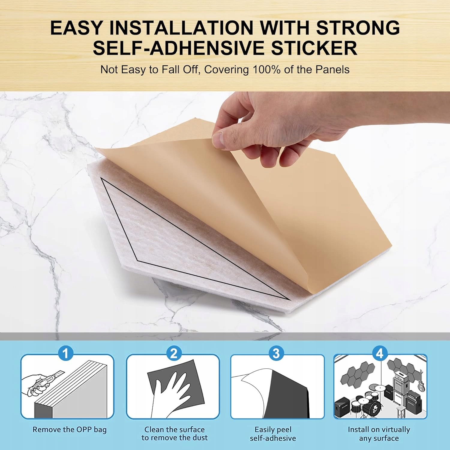 SAMOPRZYLEPNE PANELE AKUSTYCZNE 12 SZT KAMEL Model KAMEL12