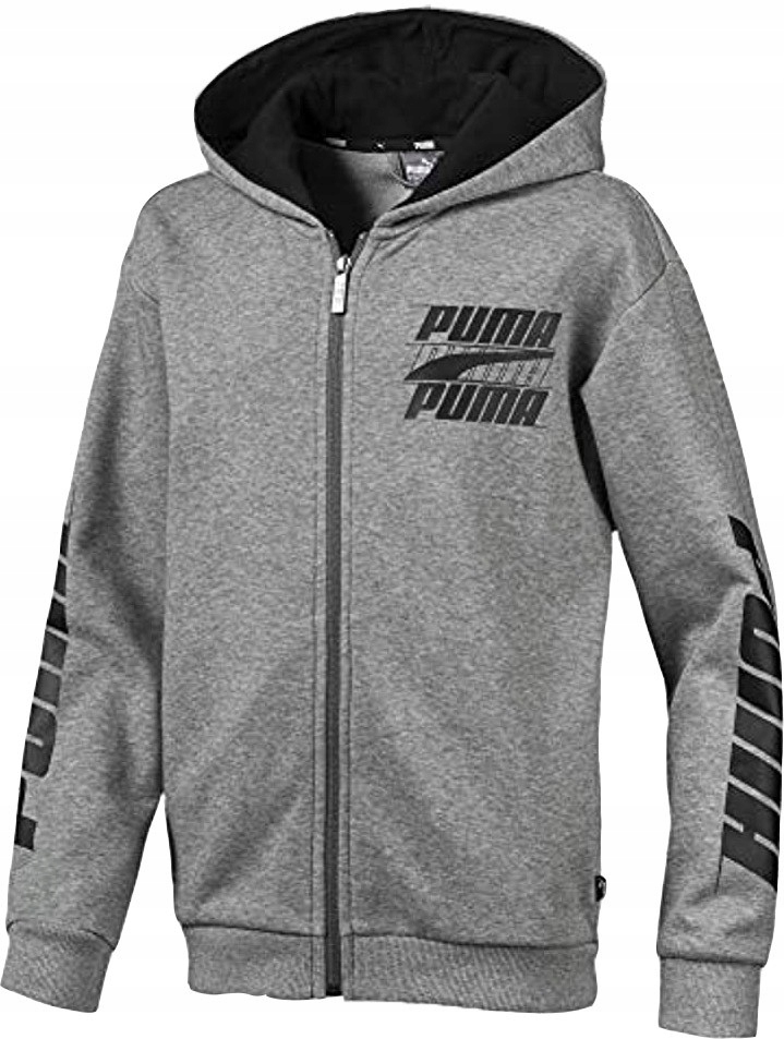Puma Bluza Chłopięca Dresowa, Rozpinana z Kapturem 854444 03 Ciemny Szary 5