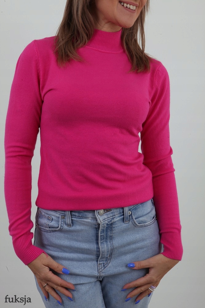 KLASYCZNY PÓŁGOLF DOPASOWANY GŁADKI SWETER MIX KOLORÓW S/M Rodzaj bez kaptura wkładane przez głowę