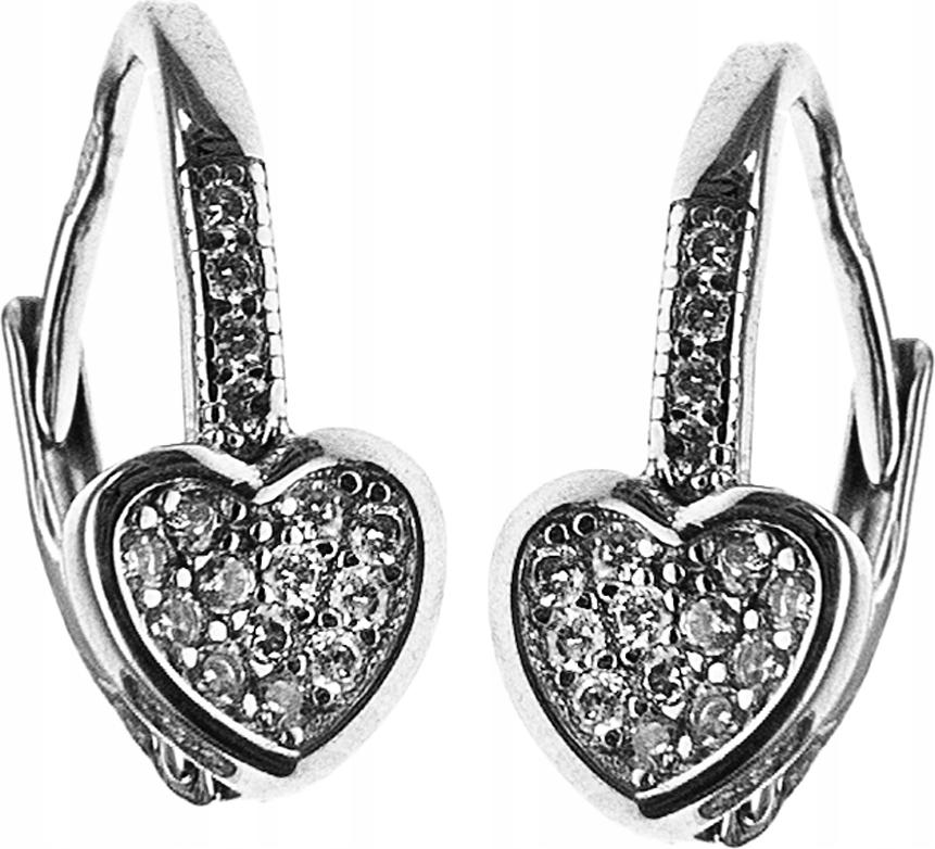 Dámské stříbrné náušnice 925 se srdíčky zdobené bílými stříbro