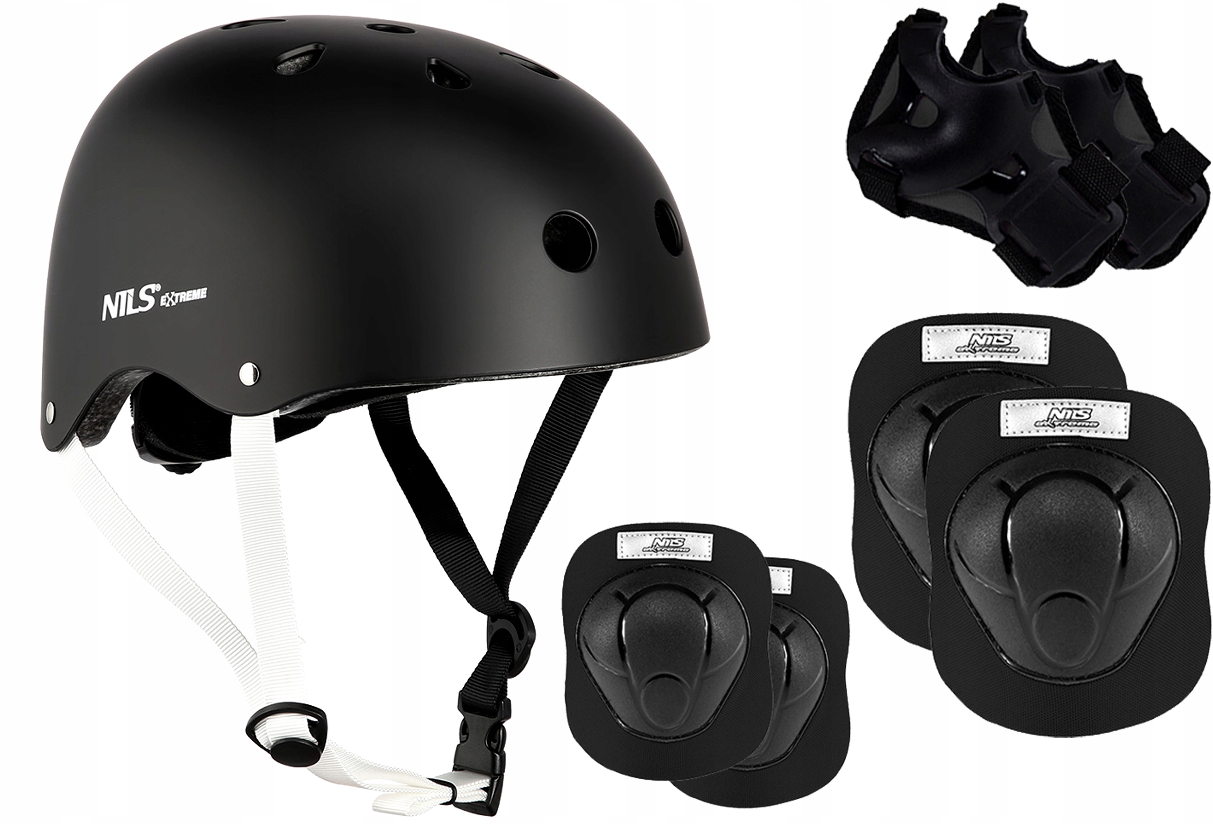 REGULOWANY kask na rolki rower Nils + komplet OCHRANIACZY -- S