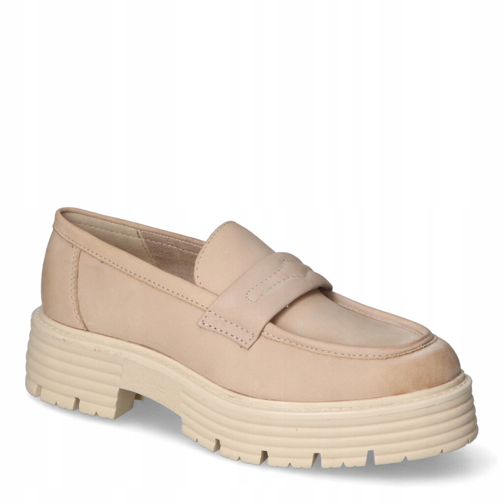 Marco Tozzi Polobotky Mokasíny Jarní boty 24714 Béžová kůže 41