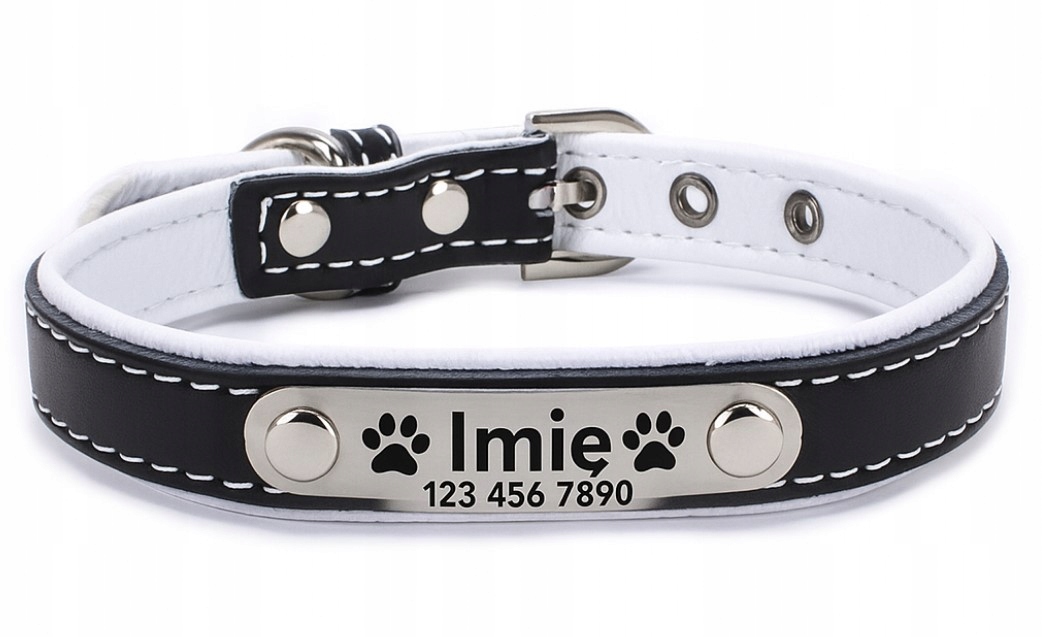 Levně Obojek pro psa Personalizované jméno telefonní číslo L Bílá