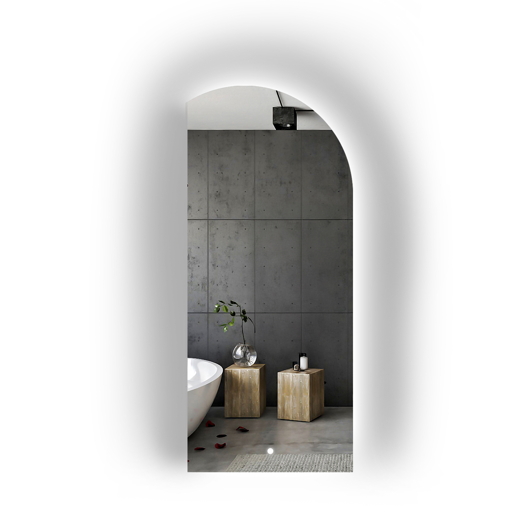 Zrcadlo polooválné Frank seříznutý bok s Led podsvícením 100x200