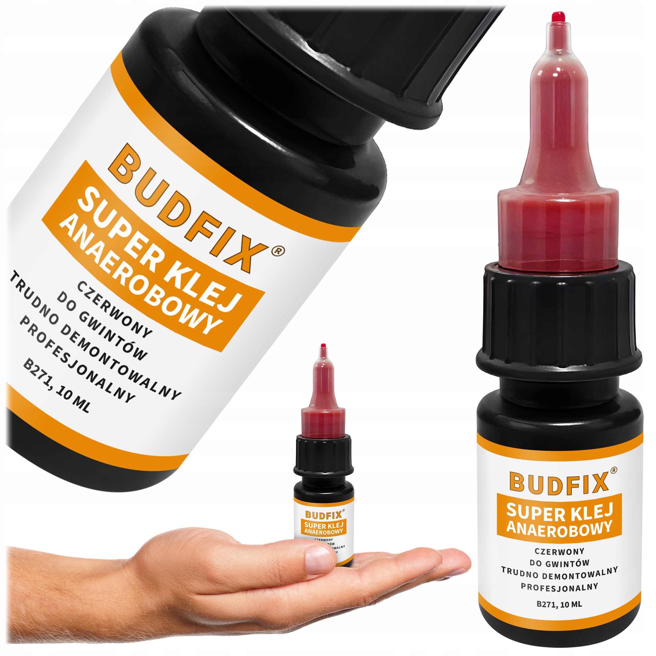 Klej Do Dużych Gwintów Śrub Czerwony Mocny rzadki 10ml 271 Bezpieczny