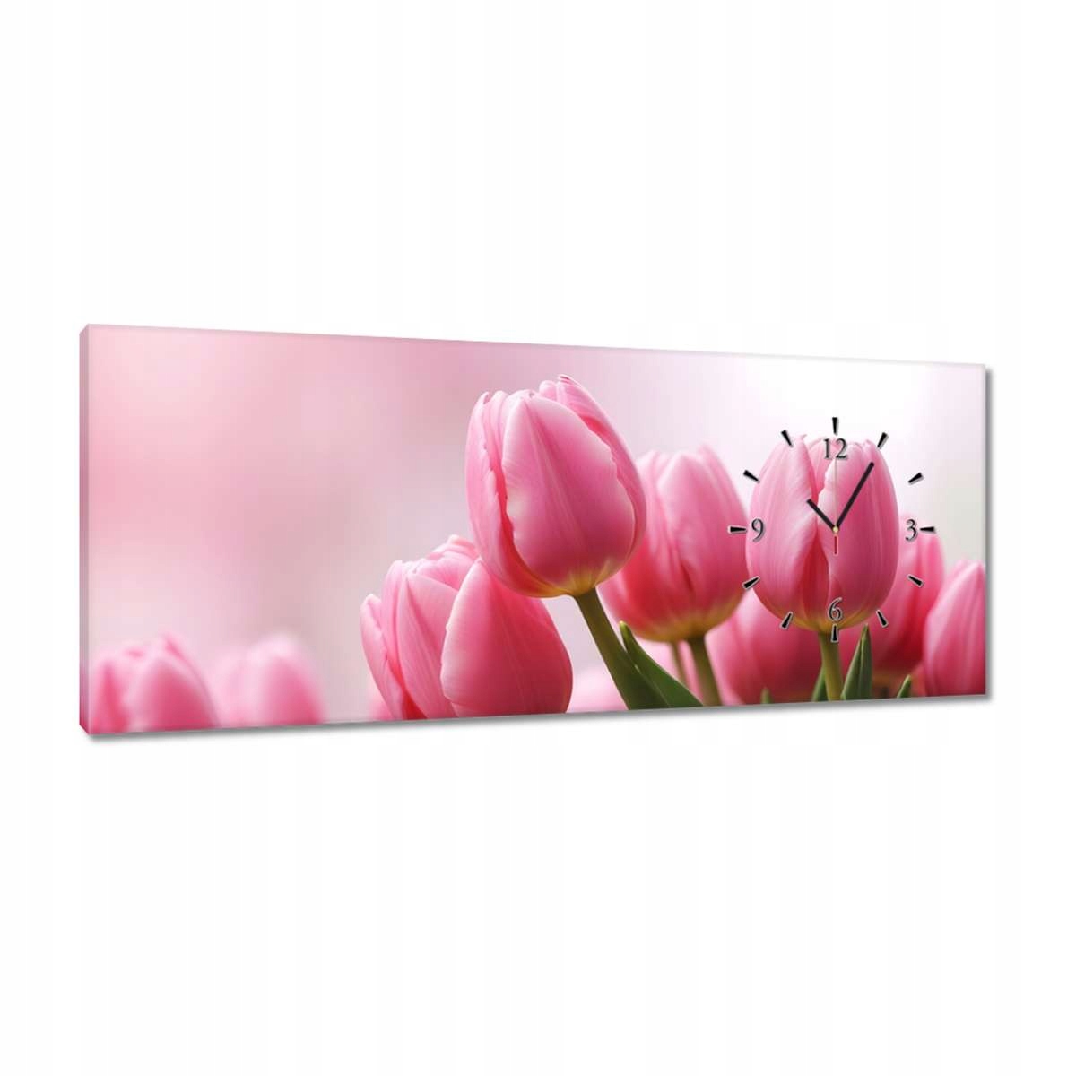 Hodiny 100x40 Růžové tulipány