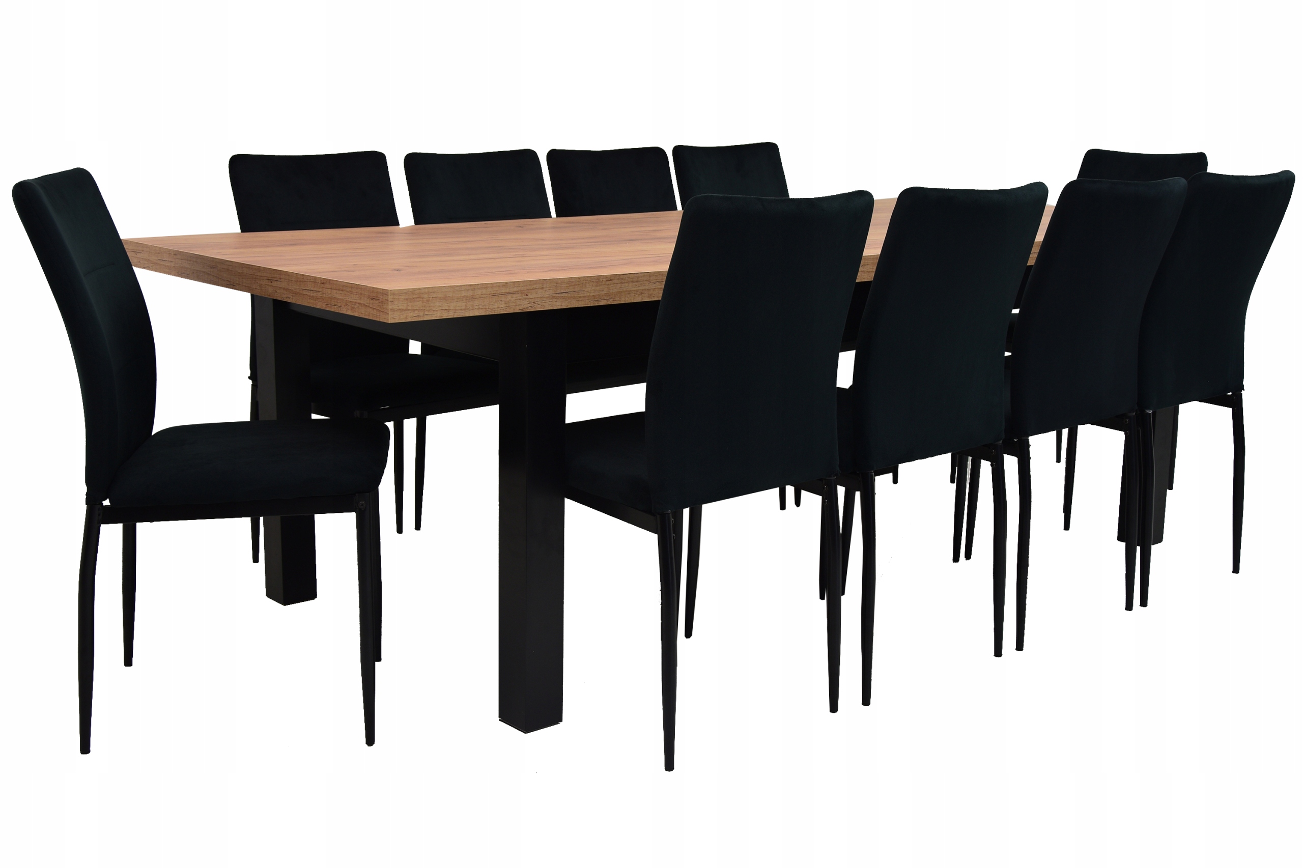 Rozkładany stół 100x200/300 cm Craft 10 krzeseł IK-10 czarne Wzornik
