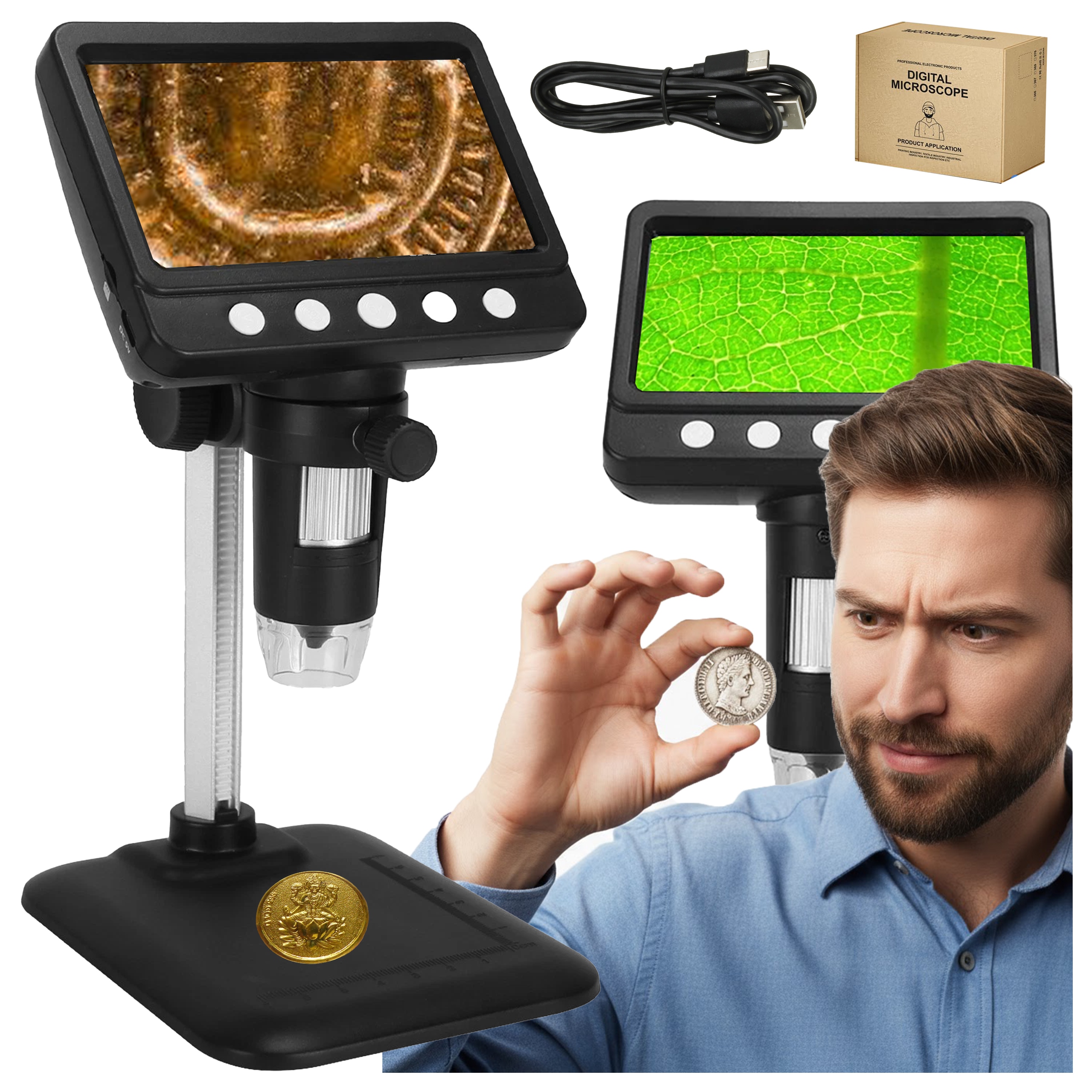 Přenosný Digitální Mikroskop 50-1000X Na Usb-c Kartu, Funkce Foto Videa