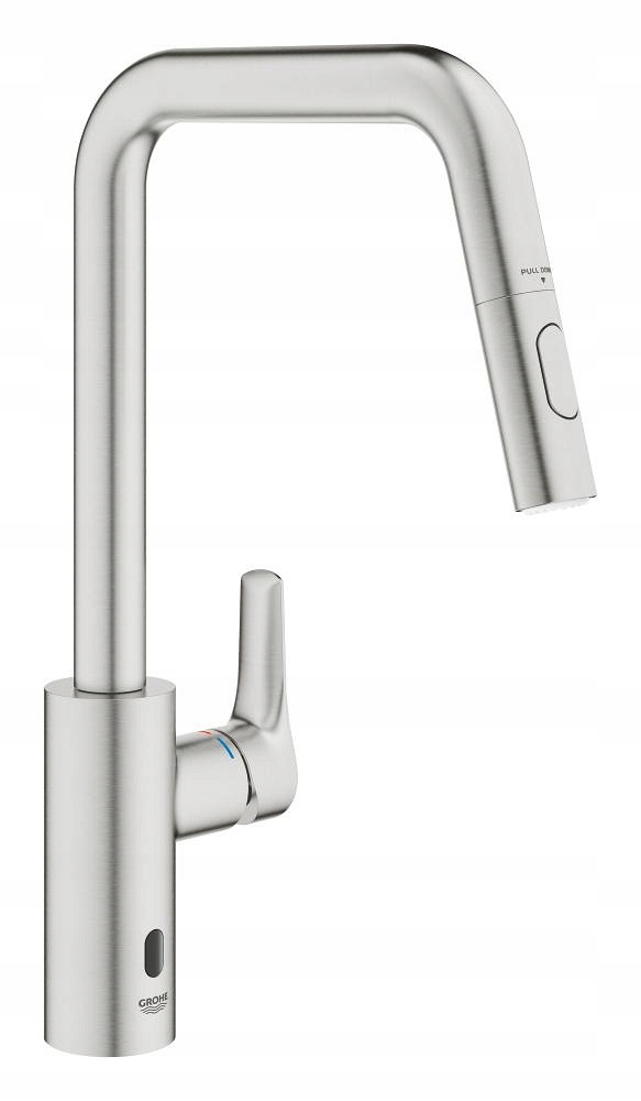 Bateria kuchenna 2w1 Grohe Eurosmart wyciągana wylewka stalowa 101235DC00