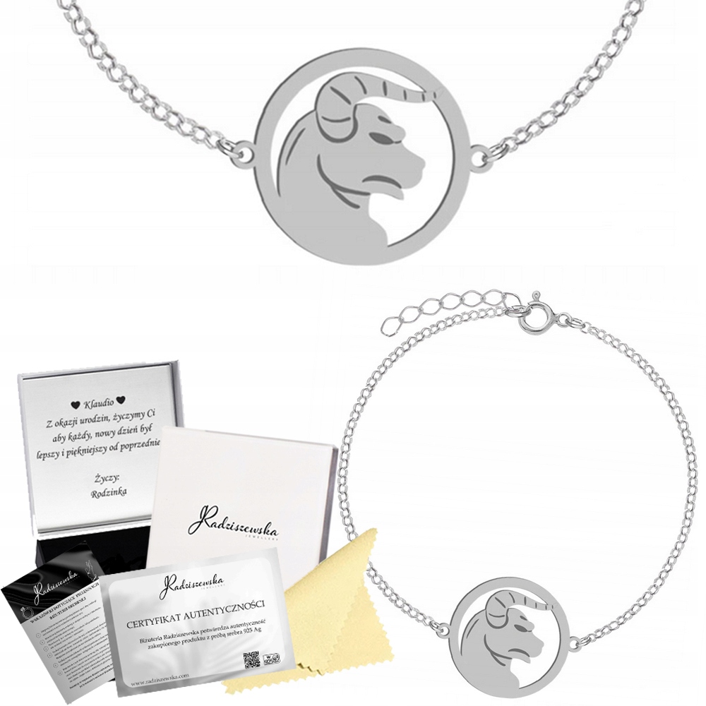 Stříbrný Náramek Znamení Zvěrokruhu Býk Stříbro 925 Dárek Zvěrokruh Gravírování