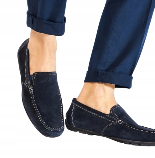 Geox Kožené Mokasíny Modré Pánské, Nazouvací 47 Jwe