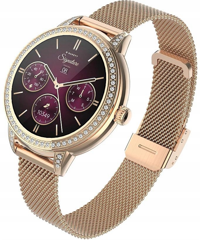 Elegantní Dámské Bižuterní Chytré Hodinky Garett Stella Růžovo-zlatý Slim Set