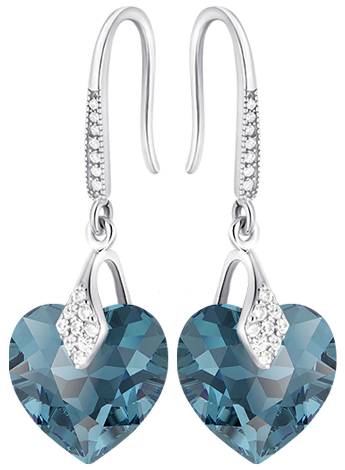 Náušnice Stříbro Závěsné srdce Stříbrné 925 Stříbrné šperky Dámské