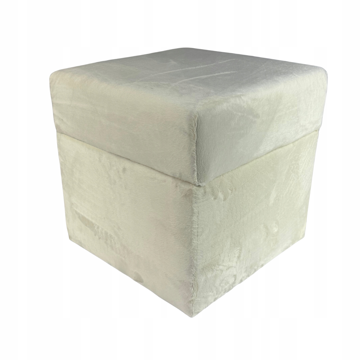 Taburet čtvercová, otevíratelná velvet minky, béžová barva