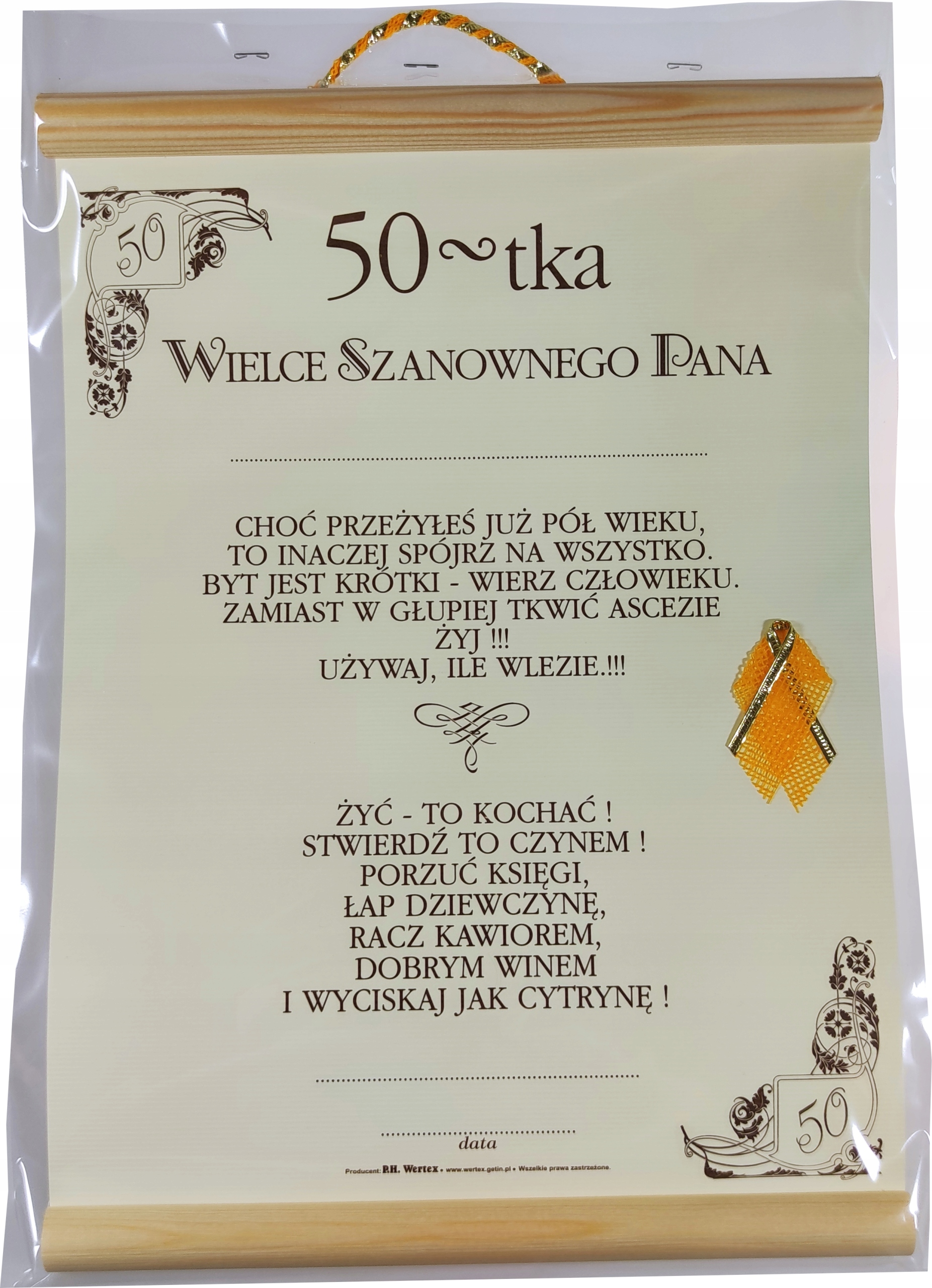 

Dyplom na 50 Urodziny dla Pana Solenizanta