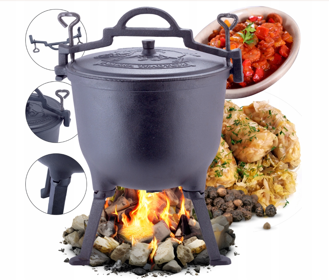 Lovecký Kociołek Liatinový Smaltovaná Povrchová Úprava na oheň