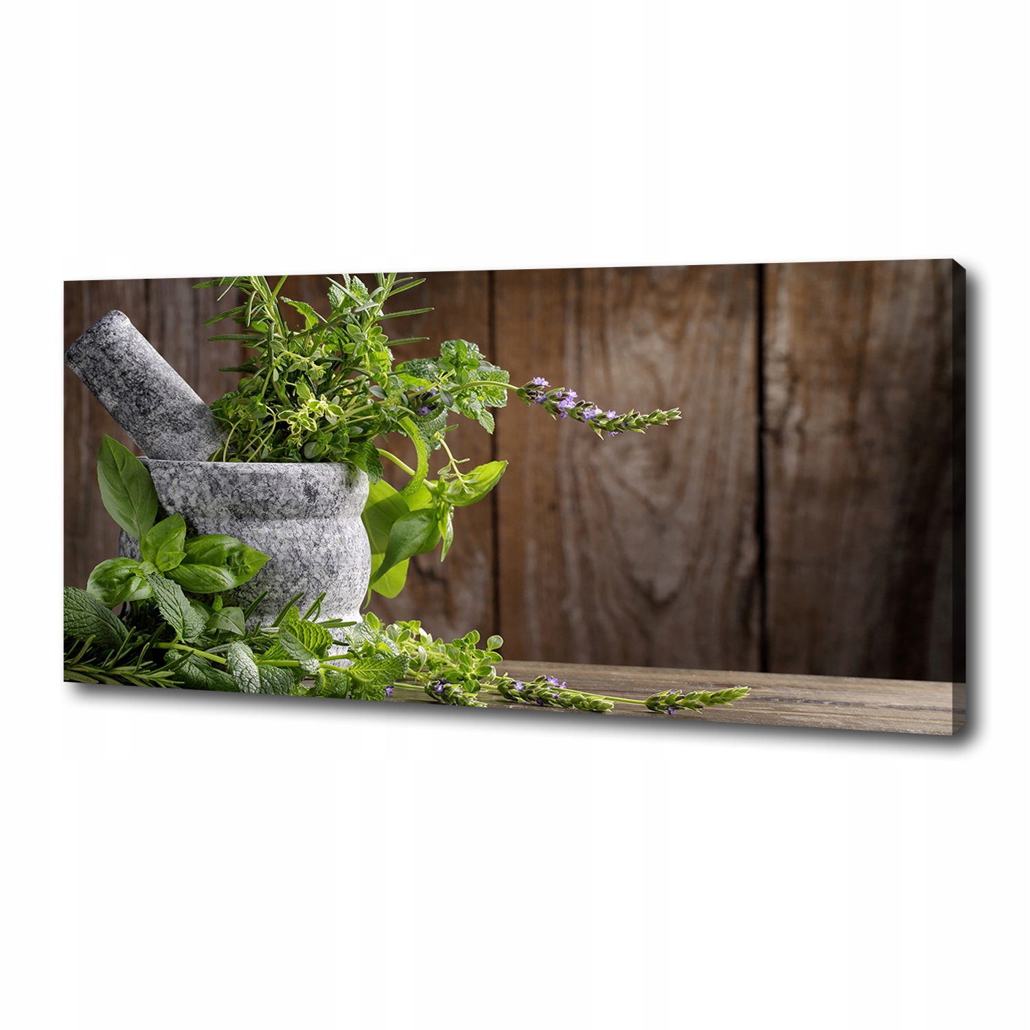 

Foto obraz na płótnie Zioła w moździerzu 125x50 cm