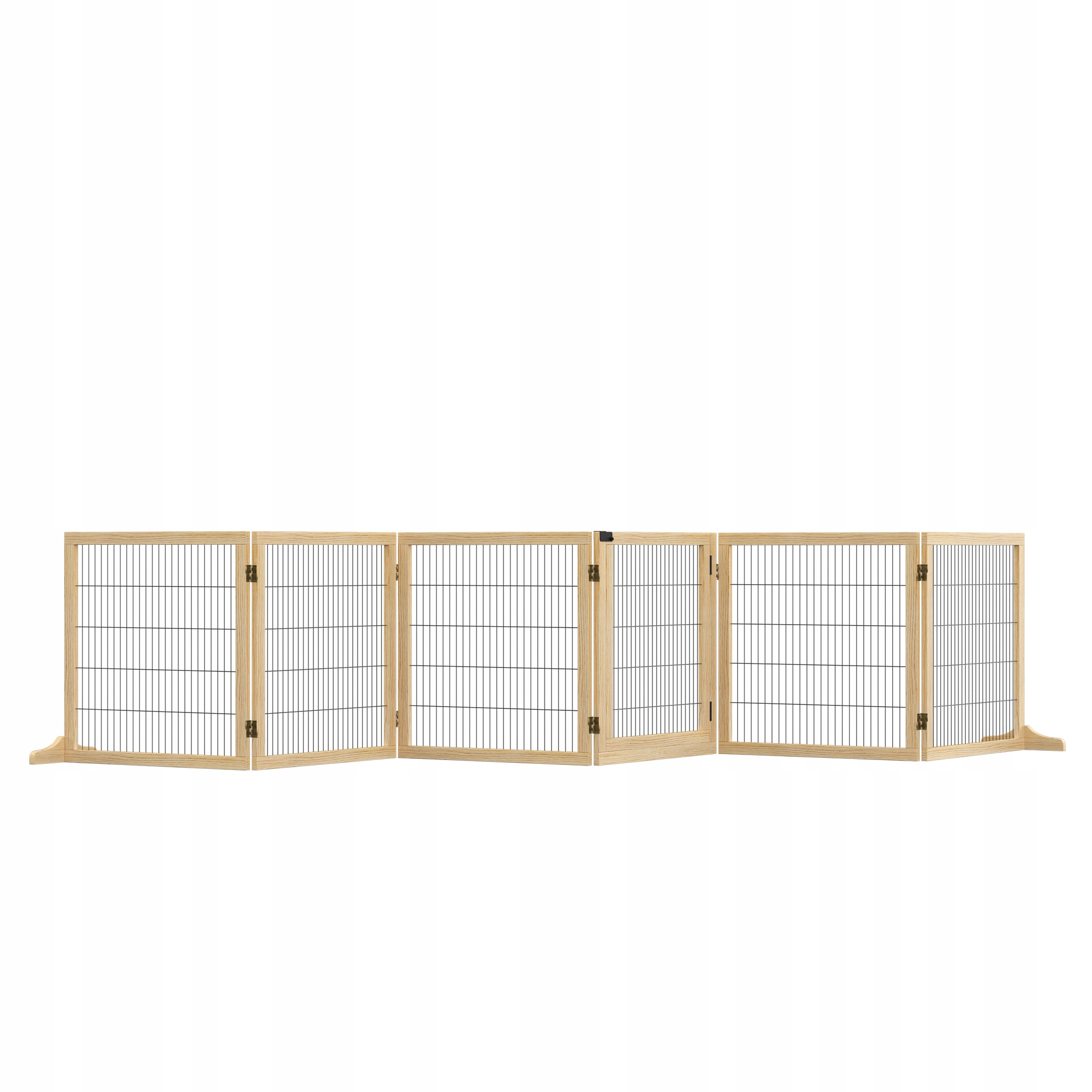 Zábrana pro psy s opěrkou nohou, Obousměrné skládání, Borové dřevo, Kov, 432x36x70 cm