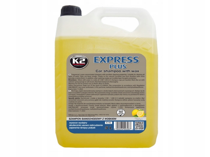 K2 EXPRESS PLUS SZAMPON Z WOSKIEM DO MYCIA AUTA SAMOCHODU 5000ml 5L 5l
