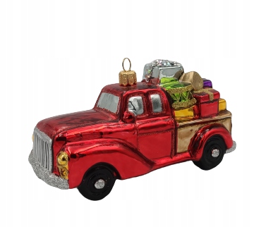

Bombki Choinkowe Szklane Auto z prezent.13,5x5,5cm