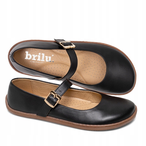 Brilu Polskie Damskie Skórzane Baleriny Barefoot Sharron Czarne 36