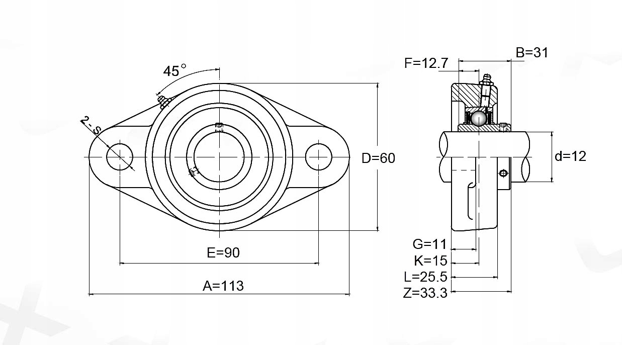 UCFL 201 Łożysko samonastawne w oprawie UCFL201 Kod producenta UCFL 201