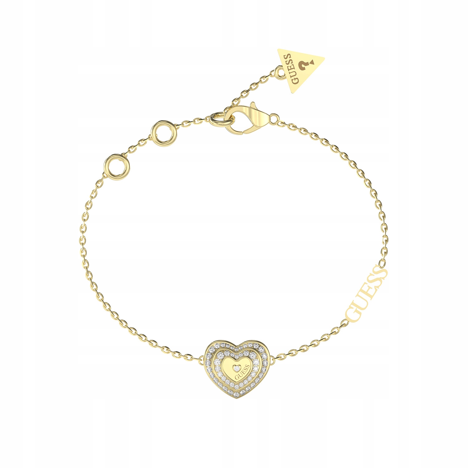 Dámský zlatý náramek Guess zirkon srdce