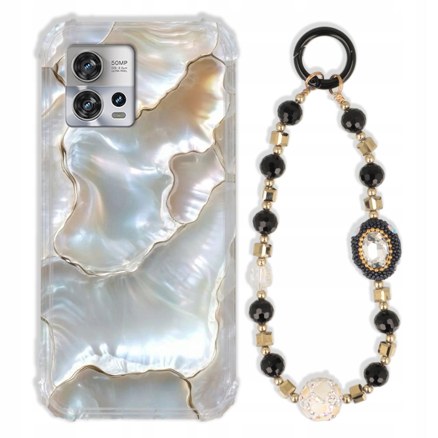 Puzdro Pre Motorola Edge 30 Fusion Antishock Zirkóny Čierno Zlaté|pevné|tpu