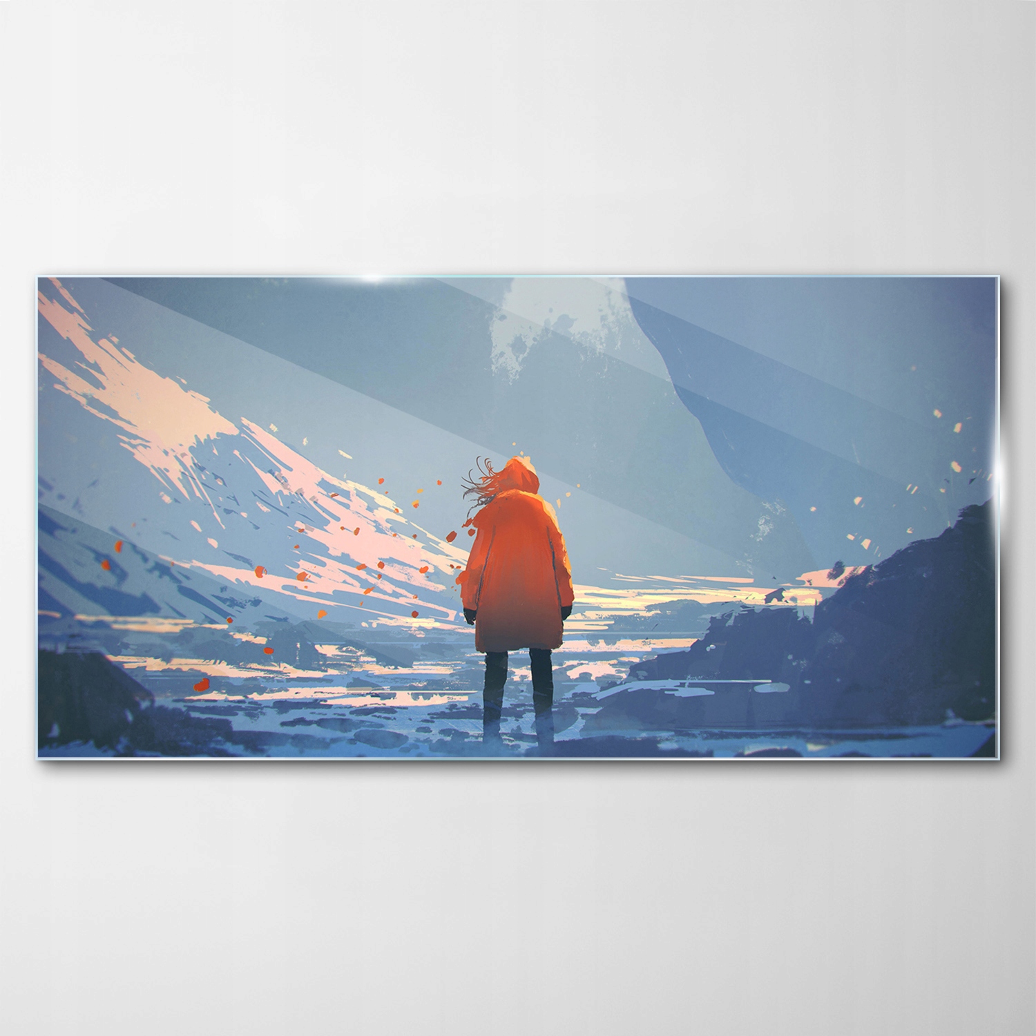 Obraz na skle Dekor Žena Cesta Hory 140x70