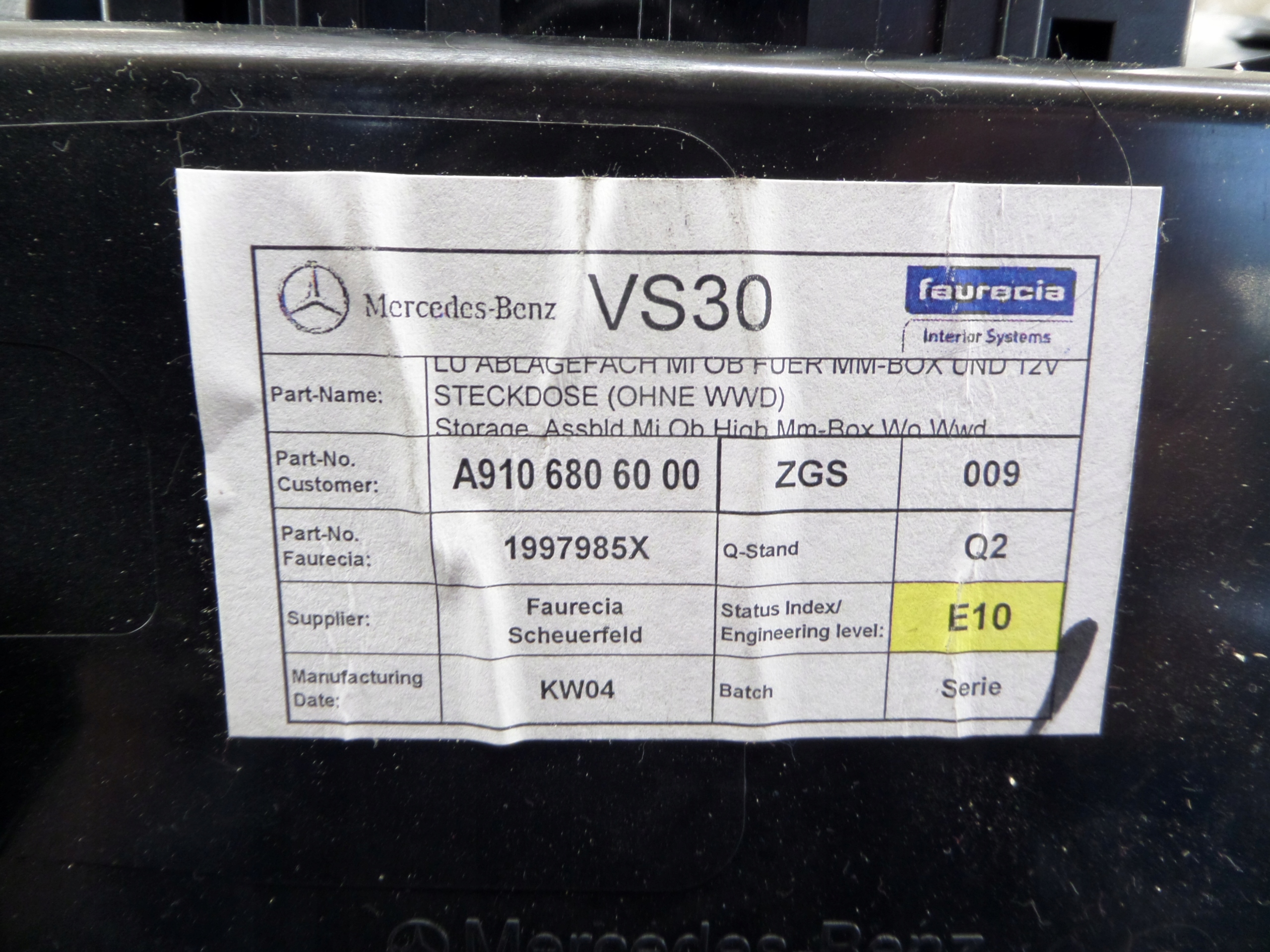 Handschuhfach konsole Mercedes Sprinter 9106806000