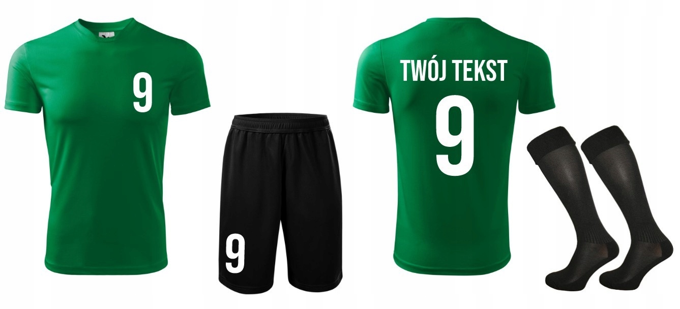 Strój piłkarski z własnym napisem i numerem personalizowanym nadrukiem (M)
