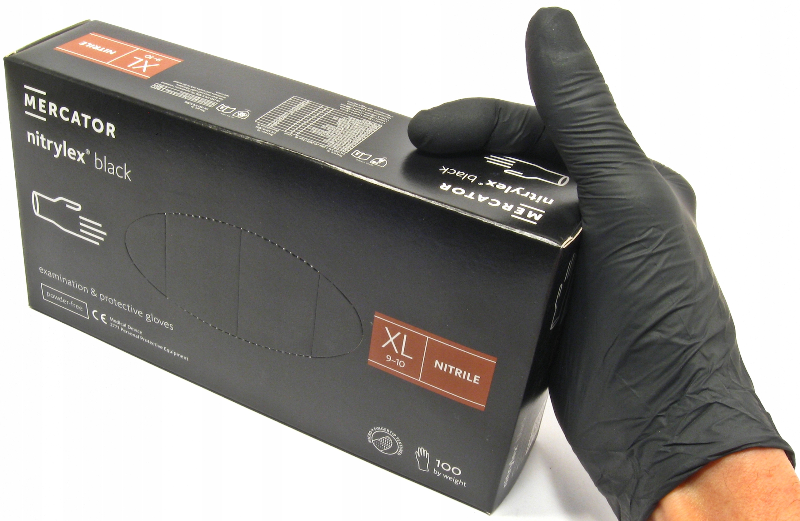 

Rękawiczki nitrylowe rozmiar XL czarne 100 sztuk