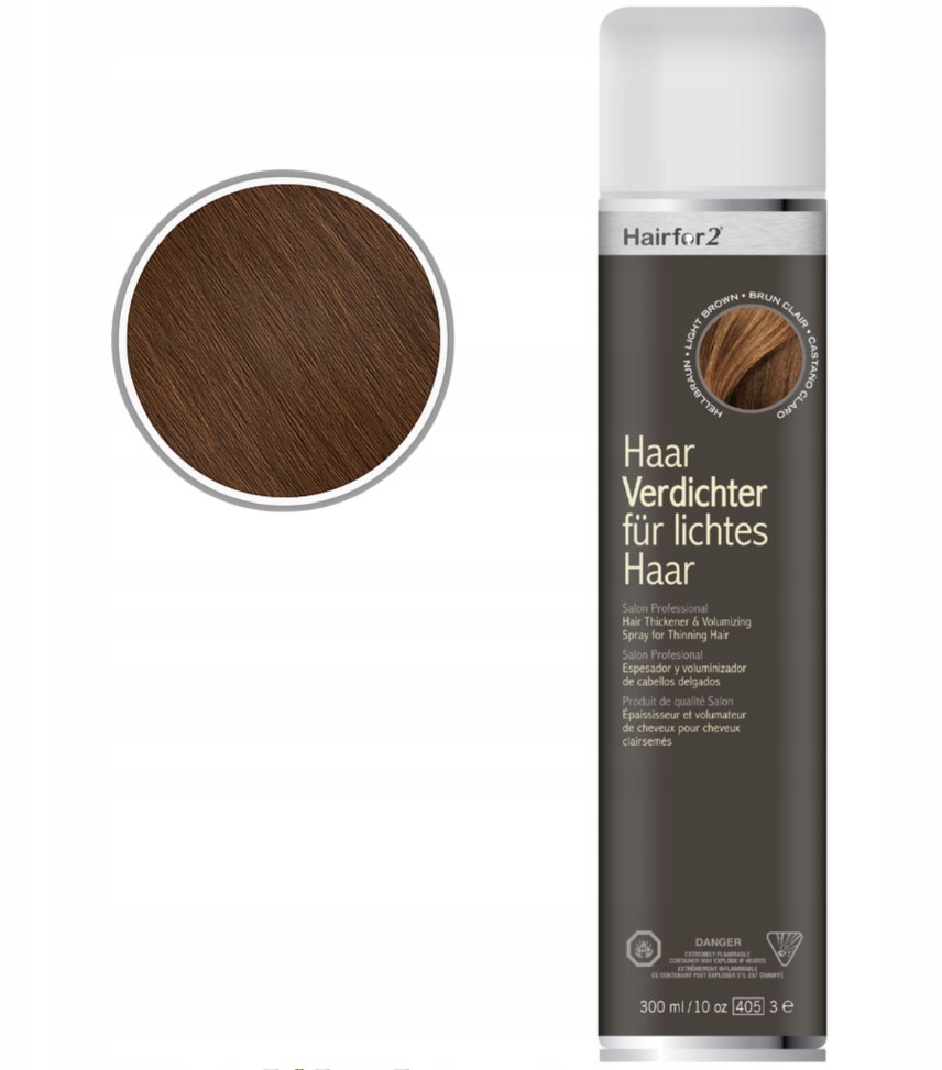 HairFor2 300ml Středně Hnědá Mikrovlákna Zahušťování Maskování