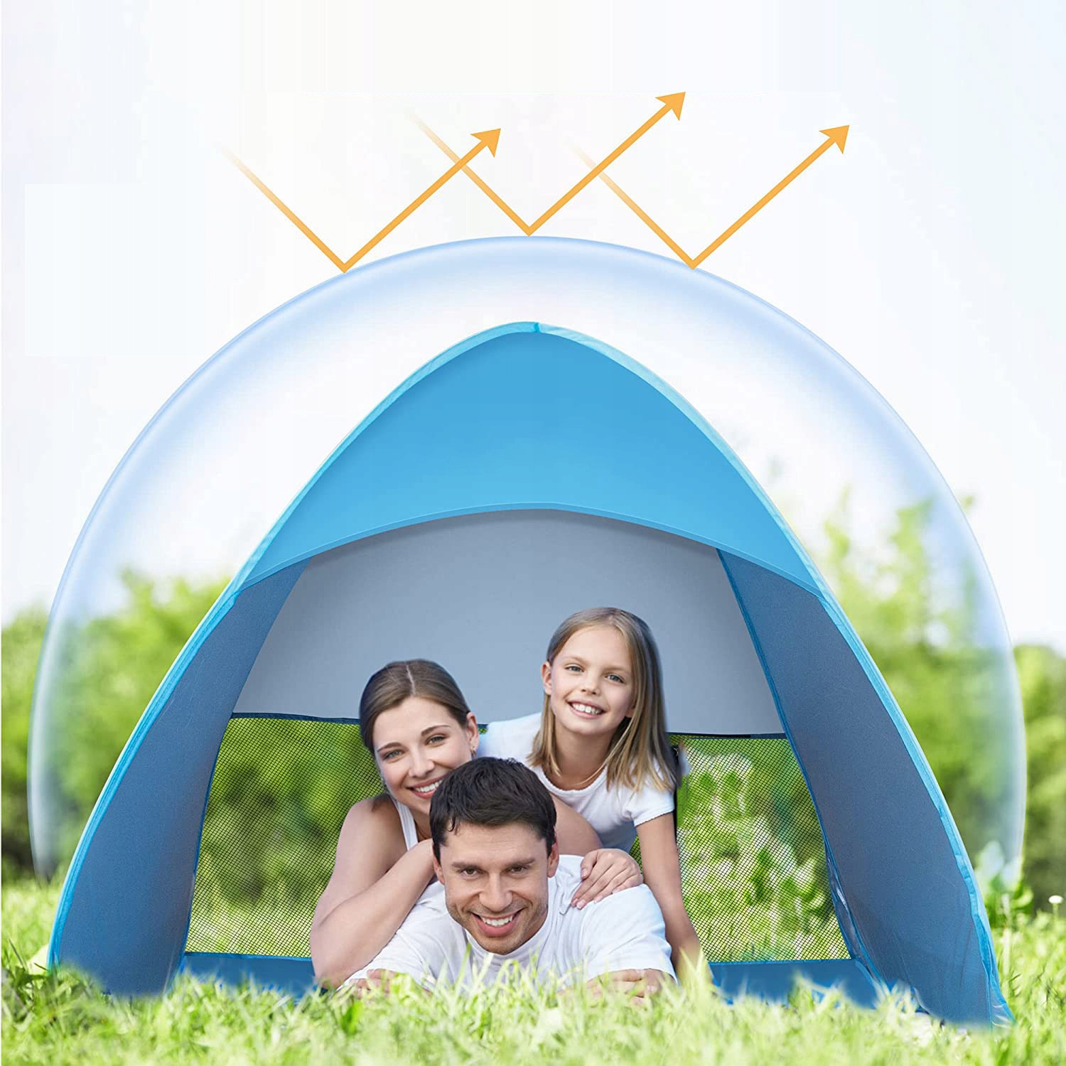 NAMIOT PLAŻOWY PARAWAN SAMOROZKŁADAJĄCY 2-3 OSOBOWY 165×150cm FILTR UV 50 Rodzaj inny