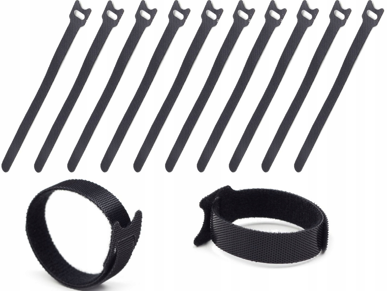 OPASKA RZEP organizer kabli 210x12mm Mocny Czarny OPASKI 10 sztuk