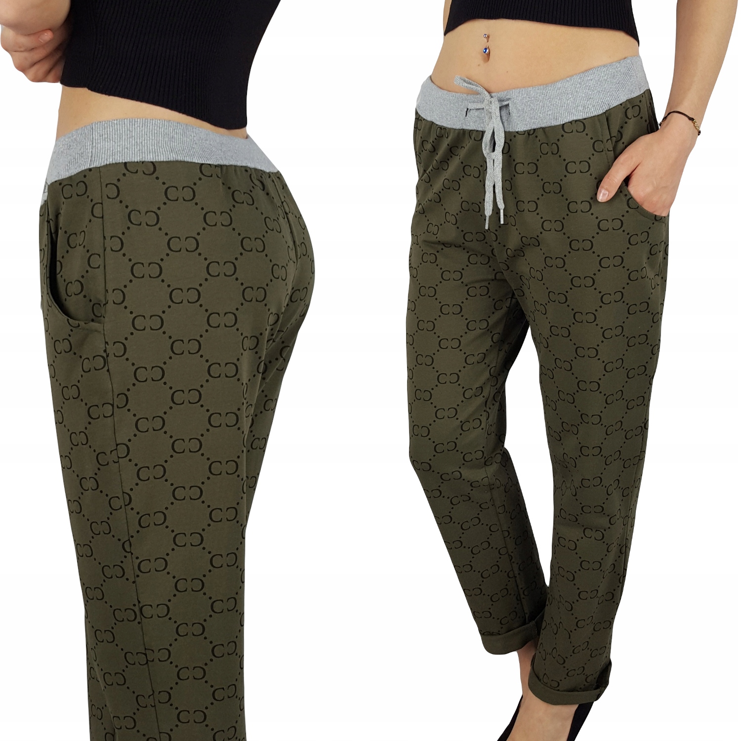 WYGODNE - SPODNIE - DRESOWE - KWIATY - Plus - Size Marka inna