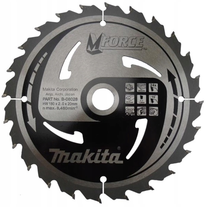 

Makita B-08028 Piła Tarcza Do Drewna 180X20mm 24z