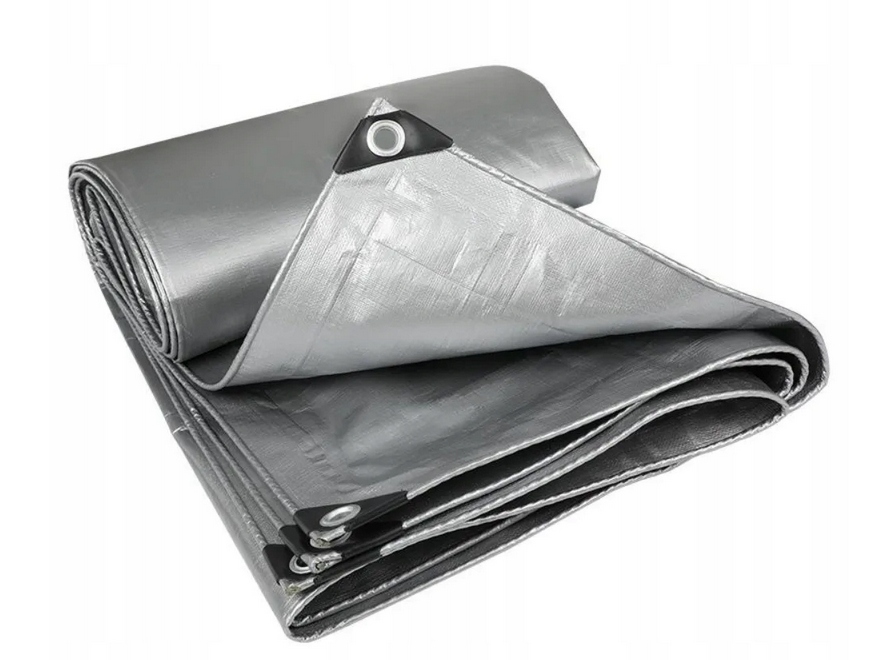 Plachta Silná na auto Terasa pro přívěs 4x8 m stříbrná 110 g/m2