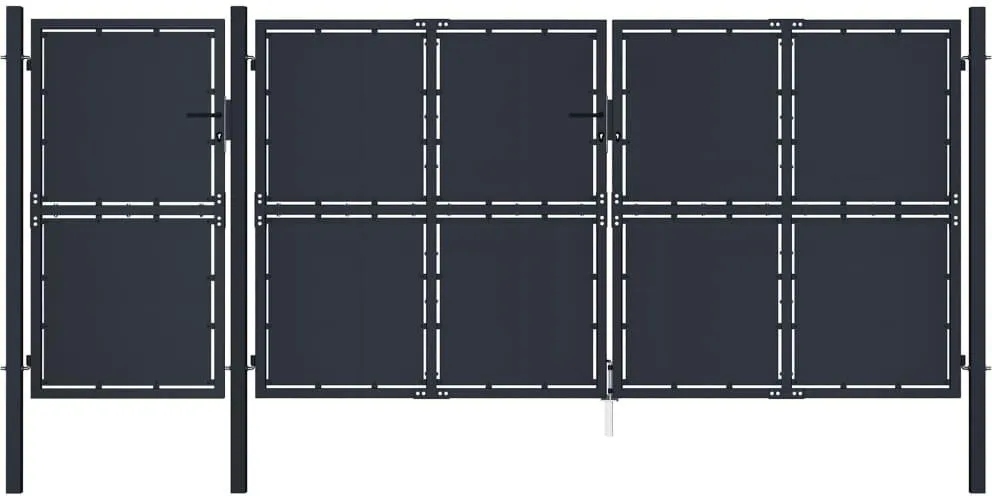 Brama Ogrodzeniowa, Metalowa, Z Furtką 5 X 1,5 (2) M, Antracytowa