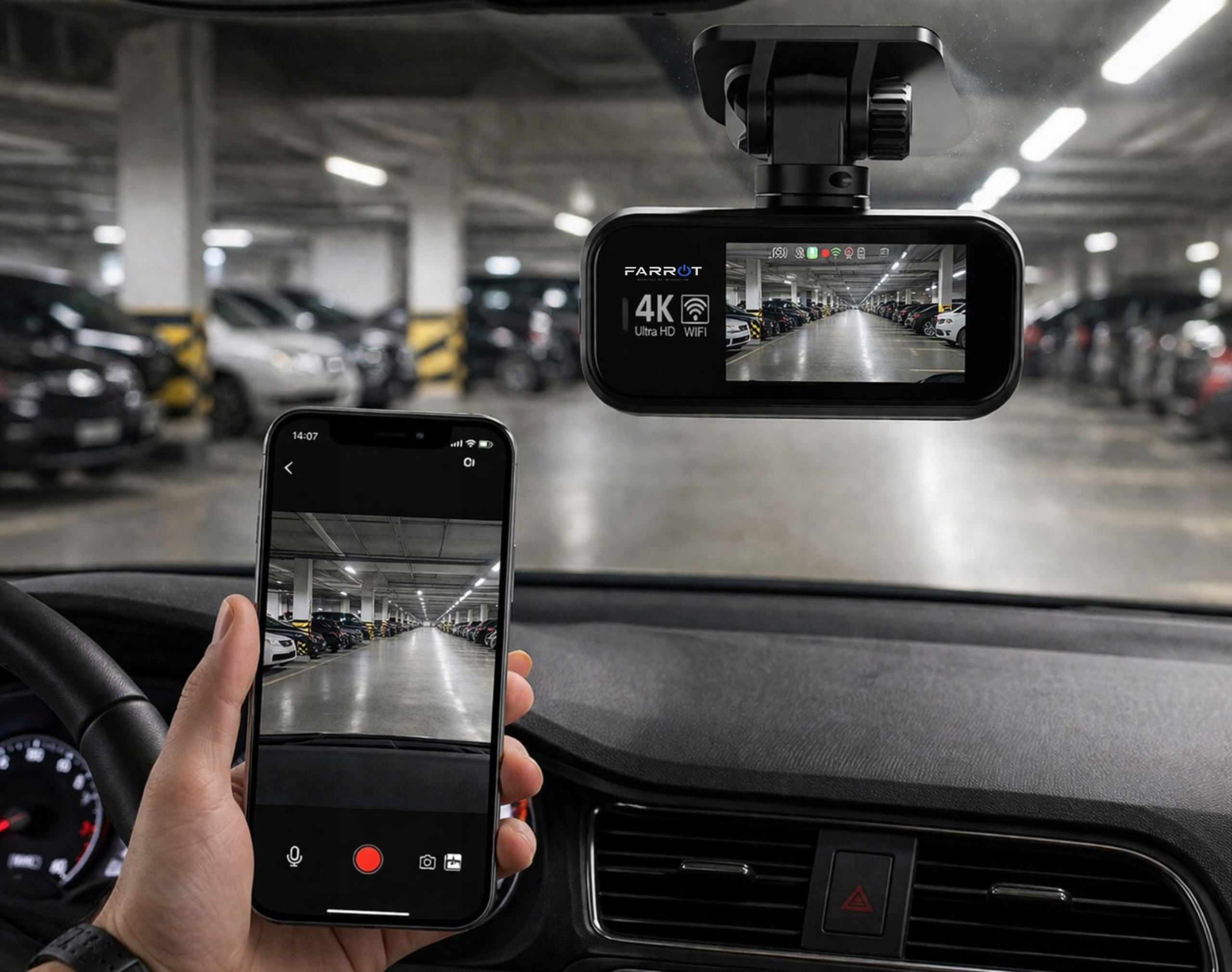 Wideorejestrator Samochodowy 4K UHD Przód Wifi GPS Tył Full HD Kamera auto