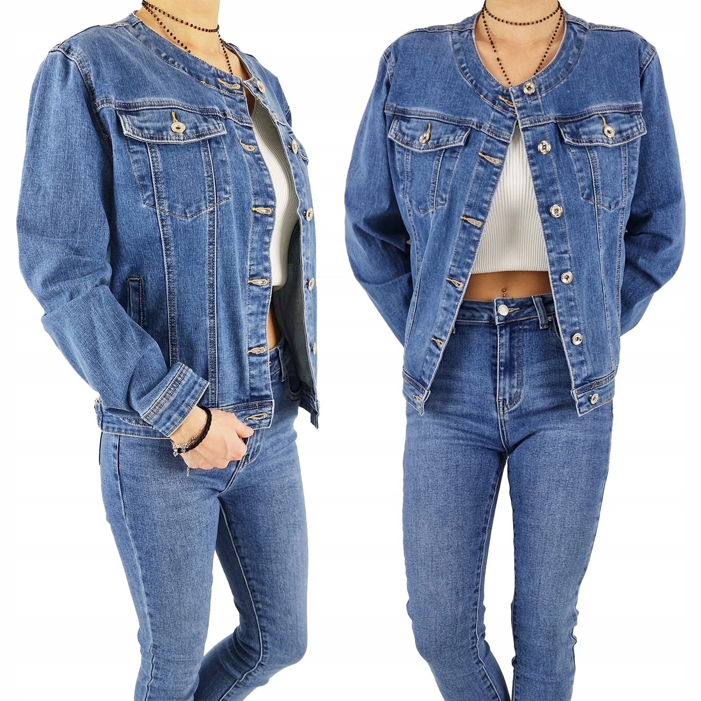 Katana Jeansowa Kurtka Damska Młodzieżowa Blue