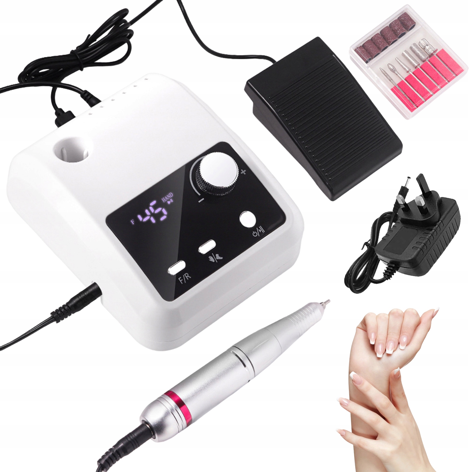 Elektrický Pilník Na Nehty Profesionální Sada Manikúry 45000RPM Bílá