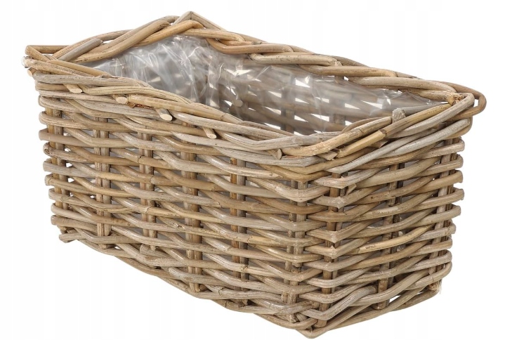 Ratanová Krabička Na Rostliny 40x23x20 CM Dekorativní Květináč Šedo-hnědá