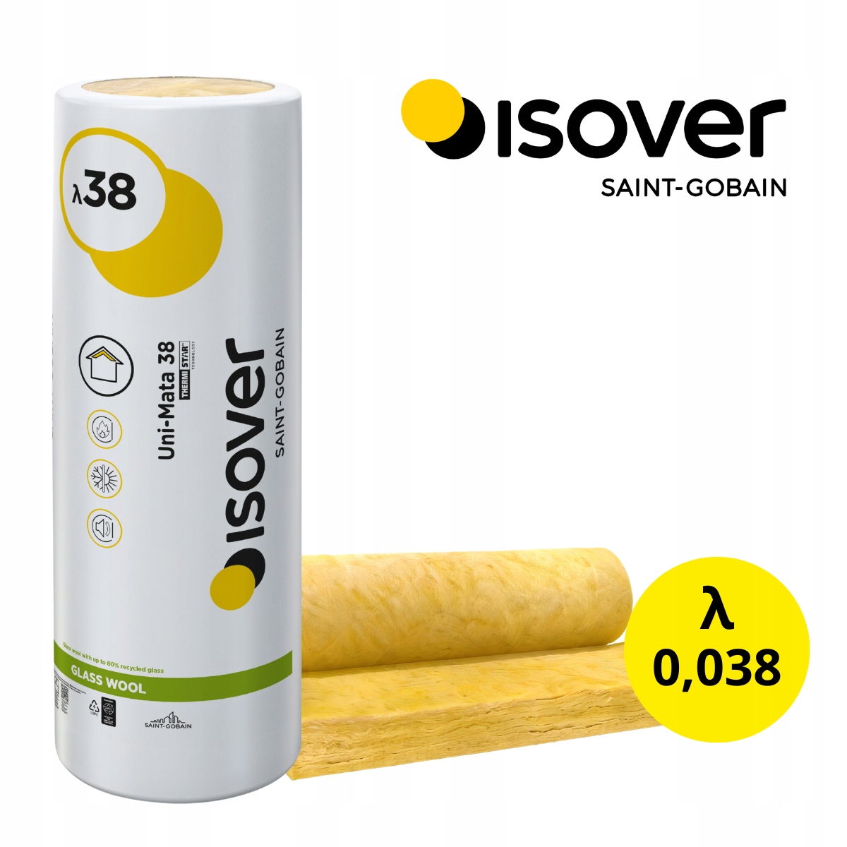 Wełna mineralna Isover Uni-Mata 38 gr 10cm 100mm Rolka 9m2