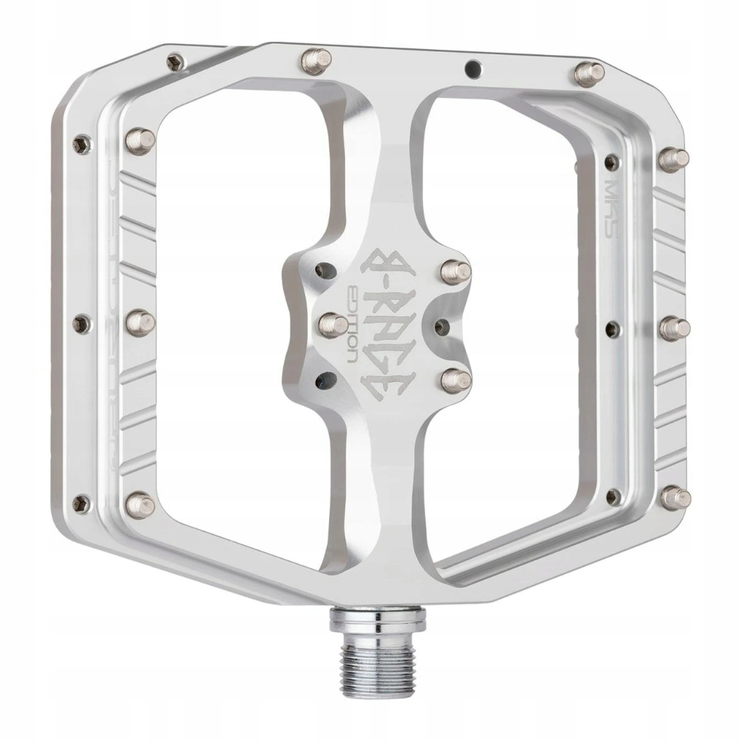 Pedały rowerowe Burgtec MK5 Flat Pedals B-Rage Edition rhodium silver