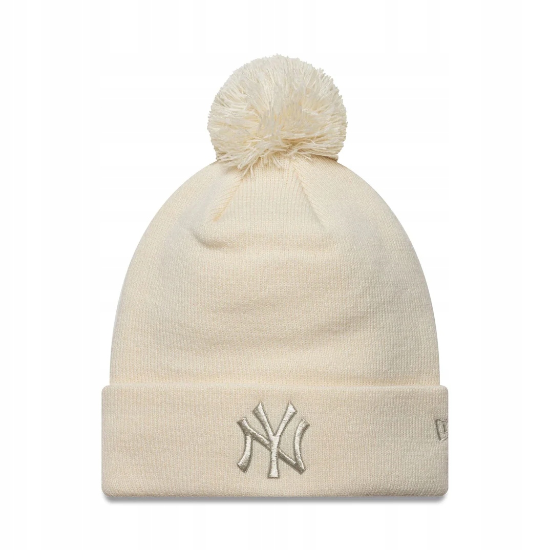 New Era čepice beanie s bambulí Ny Yankees Metallic béžová 60691357