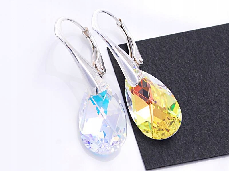 KOLCZYKI MIGDAŁ OPALIZUJĄCE KRYSZTAŁY SWAROVSKI